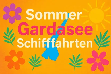 Fähre auf dem Gardasee bei Sonnenuntergang im Sommer