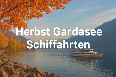 Fähre auf dem Gardasee im Herbst mit klarer Sicht